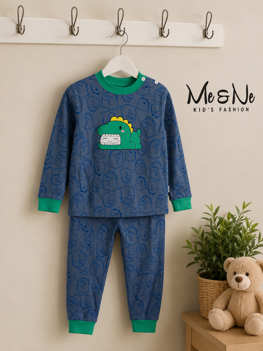 Cute Dino Kids Two-Piece Pyjama Set – Soft Cotton Day & Night Wear