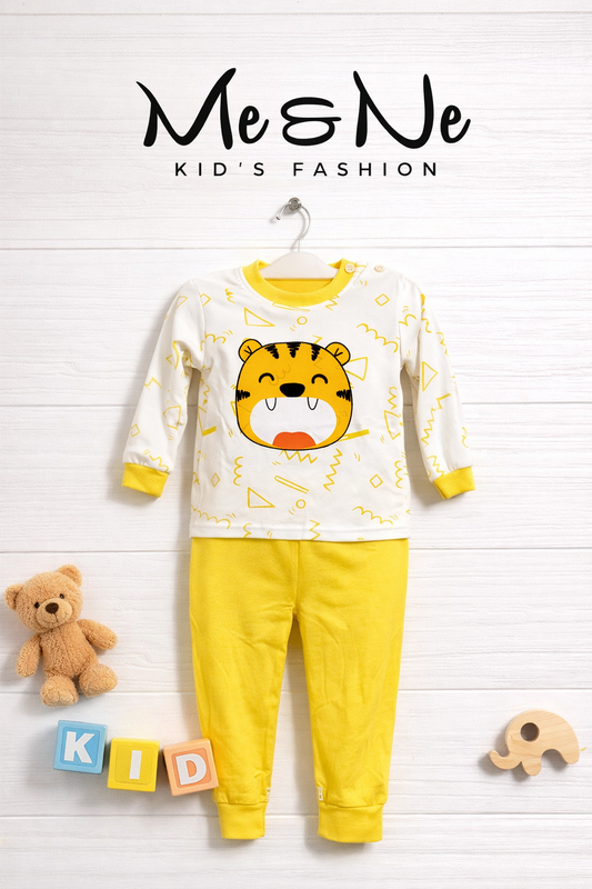 Cute Tiger Kids Two-Piece Outfit – Day & Night Wear