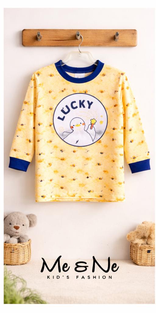 Lucky Duck! Boys Girls Long Sleeve Top and Pants 100% cotton, sleepwear, pyjama set