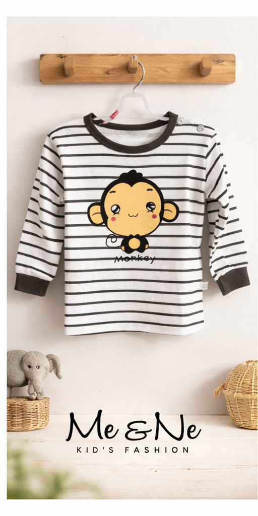 Monkey! Boys Girls Long Sleeve Top and Pants 100% cotton, sleepwear, pyjama set